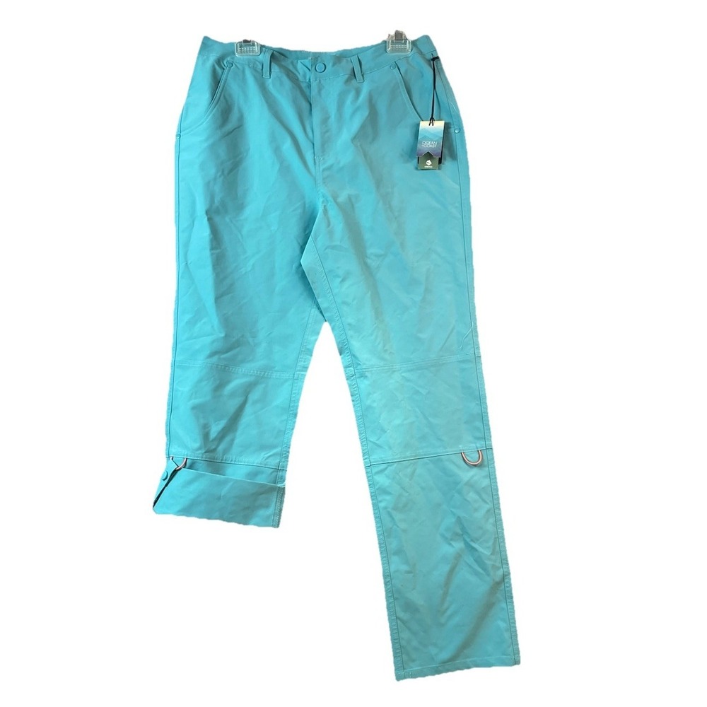 NWT Ocean & Coast Women 10 Blue Active Stretch Roll Tab Pants Water Resistant